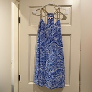 Jude Connally Royal Blue & White Paisley Halter Dress